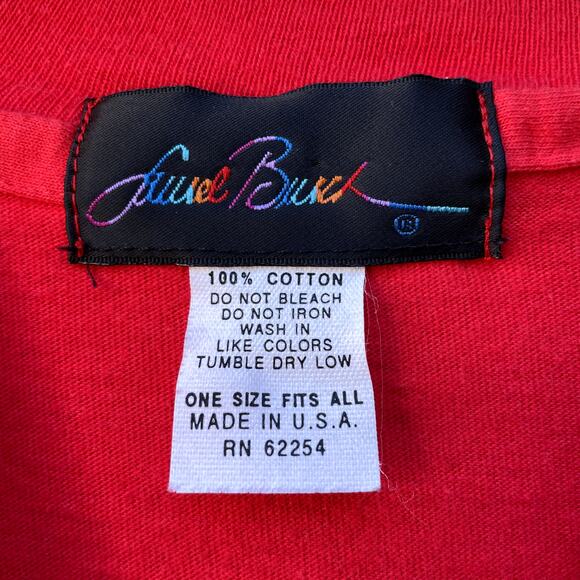 Vintage Laurel Burch Red Animalia Short Sleeve Tee OS M Single Stitch 90s Y2K - Picture 7 of 8